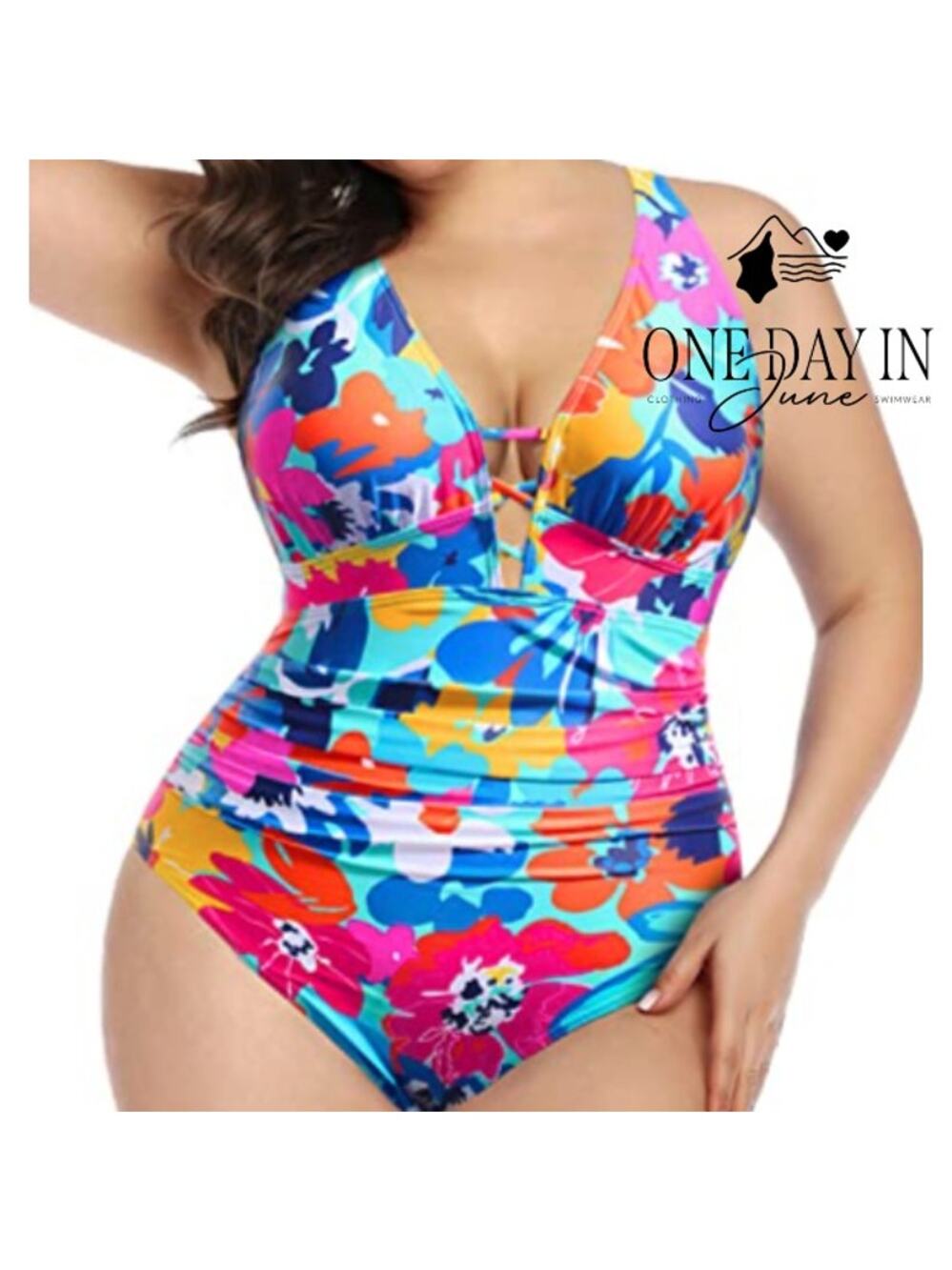 Yonique Plus Size Floral One Piece Swimsuit Size 18W